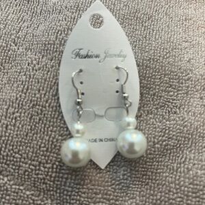 Elegant White Pearl Drop Earrings